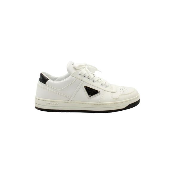 Prada Downtown Perforated Sneakers in White Leather - Picture 1 of 10